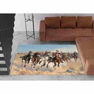 Alfombras de Animales, Alfombra de Felpa Suave No Tejida con Diseño de Caballos de Juguete de The Fourth Troopers - Product Image 1