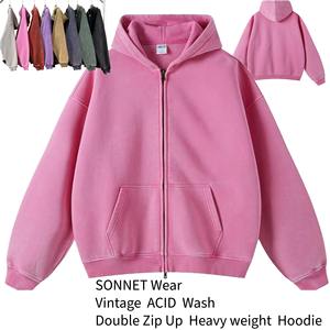 Sweat à capuche surdimensionné vintage délavé à l'acide pour hommes de haute qualité sweat-shirt Streetwear lourd en coton avec poche - Product Image 4