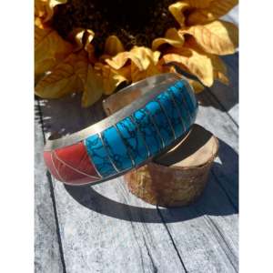 Irene Platero's Multi-Stone & Sterling <b>Silver</b> Inlaid Fashion <b>Cuff</b> <b>Bracelet</b> - Product Image 3