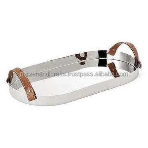 Bandeja de toalla plateada de Color ovalado de acero inoxidable, bandeja de servicio dorada de Metal, precio de fábrica - Product Image 4