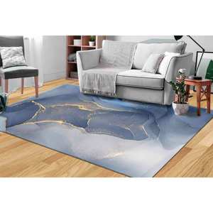 Blue Marble <b>Rug</b>: Soft Non-Slip Accent Carpet,<b>Chenille</b> <b>Rug</b> - Product Image 3