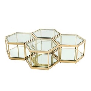 ของตกแต่งห้องนั่งเล่น โต๊ะสไตล์โมเดิร์น โต๊ะกลางทันสมัย โต๊ะทำมือ ตกแต่งด้วยทองแดง หินอ่อนสีดำ - Product Image 3