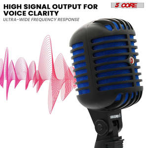 Micrófono Vintage de 5 Núcleos, Micrófono Dinámico Clásico Profesional XLR de Estudio, Estilo Retro, Azul - Product Image 3