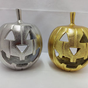 Décoration de citrouille en aluminium de qualité supérieure, finition argentée et dorée, décoration murale intérieure pour Halloween au meilleur prix - Product Image 1