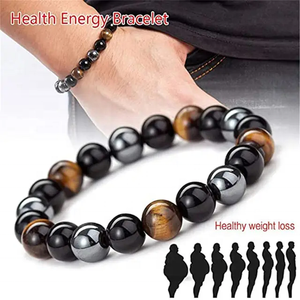 8mm hermosas pulseras de triple protección Ojo de Tigre hematita obsidiana negra pulsera elástica para mujeres y hombres regalos - Product Image 4