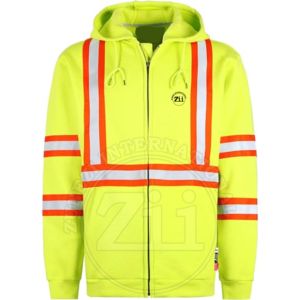 Sudadera con capucha de seguridad para el trabajo de construcción Estilo de alta calidad personalizable con logotipo Sudadera con cremallera reflectante para hombres Ropa DE TRABAJO Hi Vis - Product Image 1