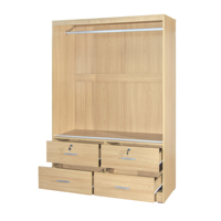 Armoire de chambre pliable grande capacité couleur chêne 4 tiroirs 2 portes coulissantes pour appartement et usage hospitalier