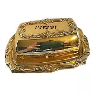 Vintage Cheap Gold Metal With <b>Lid</b> Fancy Design <b>Decorative</b> Latest Golden Unique <b>Decorative</b> Butter Dish for Home Hotel Supplies - Product Image 5