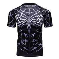 Camiseta Deportiva de Manga Corta con Estampado 3D Personalizado al por Mayor, Camiseta Transpirable de Compresión con Diseño de Spiderman para Hombre