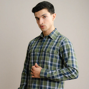 Camisa de franela a cuadros de peso pesado para hombre con bolsillos cargo, camisa para exteriores, camisas de talla grande para hombre, 100% algodón - Product Image 5
