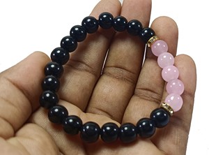 <b>Bracelet</b> <b>Black</b> Obsidian and Rose Quartz Beads Stone <b>Bracelet</b> Crystal Gemstone Fashion Jewelry <b>Men</b> and Women Gift Energy Medi - Product Image 2