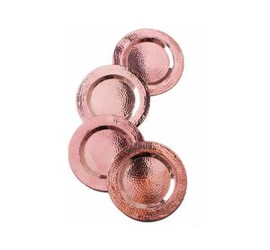 Nouveau plateau de forme ronde en cuivre fini martelé pour fleurs et bols à soupe à vendre - Product Image 5