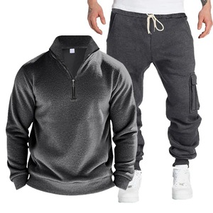 Nouveau survêtement pour hommes vêtements d'automne et d'hiver chaud polaire col montant sweat et pantalon ensemble deux pièces vêtements pour hommes - Product Image 3
