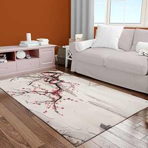 Tapis Sakura Bonsai, Tapis moderne, Tapis minimaliste, Tapis imprimé, Tapis en velours de luxe - Product Image 1