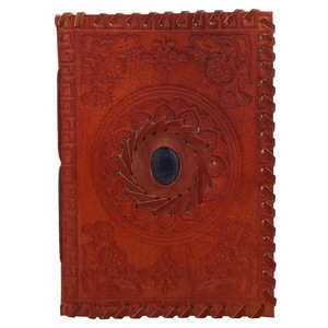 Handmade Vintage <b>Stone</b> Leather Journal Retro Travel Diary with Watercolor Paper Embossed Logo Hardcover Sketchbook Gift Key Size - Product Image 1