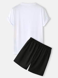 Ensemble de sport pour homme Ensemble 2 pièces d'été T-shirts et shorts à manches courtes Ensemble de shorts élégants et décontractés respirants pour homme - Product Image 2