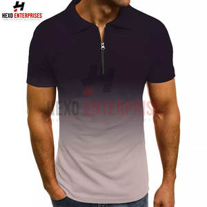 Hot Sale Men's 100% Cotton Half-<b>Zip</b> T-<b>Shirt</b> Custom Logo Best Selling Solid Pattern OEM Service Wholesale Price - Product Image 2
