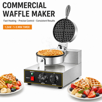 Machine à Gaufres Commerciale Ronde 1200W Personnalisable avec Logo, 110V/220V, Fer à Gaufres Belges pour Restaurant - Offre Spéciale