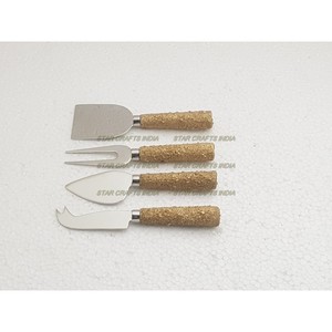 Fabricant de couverts en acier inoxydable en gros lourd simple 4 pièces vaisselle cuillère en argent et couteau à fromage pour restaurant - Product Image 2