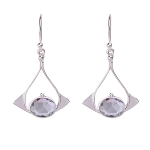 Nuevo diseño, pendientes de piedras preciosas de alta calidad, Topacio blanco, Plata de Ley 925, pendiente delicado hecho a mano, regalo para ella, venta al por mayor - Product Image 1