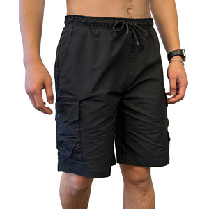 Shorts cargo décontractés en coton pour hommes, couleur unie, taille élastique avec cordon de serrage, séchage rapide, confortables pour le sport, le fitness, le jogging, l'entraînement et la gym - Product Image 4