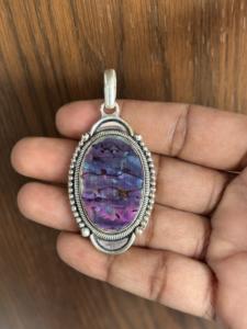 Collar Elegante y Único con Bisel de Concha de Abulón Rosa y Colgante de Moissanita, Joyería Fina para Mujer, Ideal para Fiestas - Product Image 3