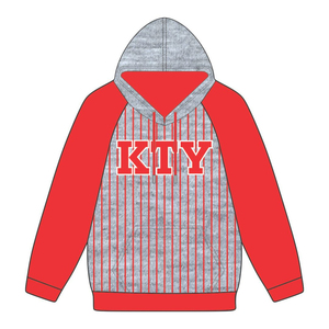 KAP Grey Pullover Hoodie Red Raglan Sleeves Pinstripes Mezcla de algodón Greek Fraternity Apparel Divine Nine HBCU Greek Merch - Product Image 2