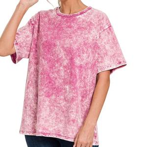Camiseta Vintage de Lona Lavada al Ácido para Mujer, de Alta Calidad, Color Personalizado, Transpirable, Ecológica, 100% Algodón, Moda de Verano, OEM - Product Image 3