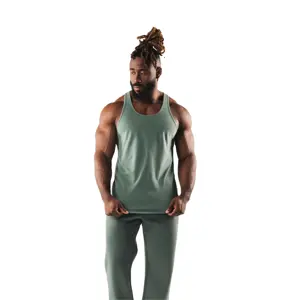 Wholesale Hot Sales Ribbed Cotton Breathable Muscle Fit Stringer Blank Fitness Tank Top For Men