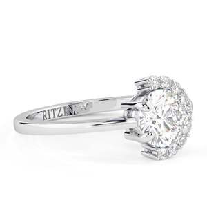 1.50CT Anillo de compromiso de medio halo de diamante de corte redondo para mujer - Product Image 3