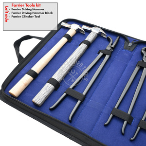 Shoeing Farrier Tools Black Set Hoof Nipper <b>Nail</b> Extractor Clincher 2-Piece Hammer Kit Brass Loop Knife & Hoof Knife in case - Product Image 3
