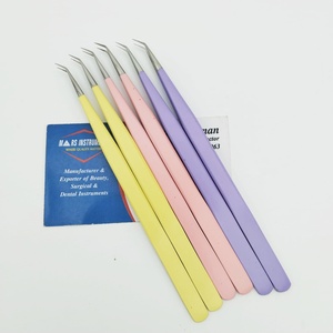 Pinzas profesionales de Extensión de pestañas de punta estrecha de 45 grados, fibra de belleza, acero inoxidable recubierto de Color para pestañas de cejas - Product Image 2