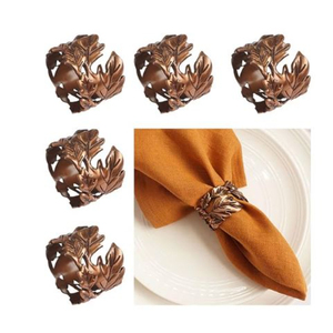 Hot Selling <b>Set</b> of <b>6</b> Napkin Rings Metal Tissue Holders Leaf Shape Napkin Rings <b>for</b> <b>Dinner</b> Party Wedding Banquets Table Settings - Product Image 6