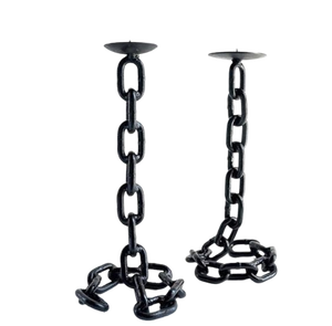 High Quality Small Unique Design <b>Metal</b> <b>Candle</b> <b>Holder</b> Stand Set of 2 <b>Black</b> Finishing Decorative Handmade Lighting Home & Wedding - Product Image 5