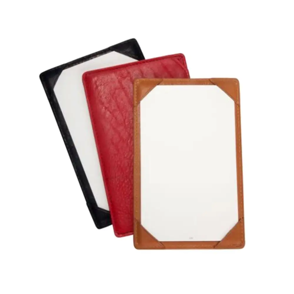 custom logo engraved promotional top grain leather note memo pad jotter card holder