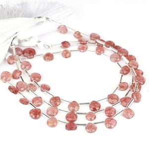 พลอยควอตซ์สตรอเบอรี่ธรรมชาติยาว8นิ้วเป็นรูปหัวใจเหลี่ยมเพชรพลอยเส้นลูกปัดขนาดโดยประมาณลูกปัดสีชมพูขนาด7-8มม. สำหรับการทำอัญมณี - Product Image 4