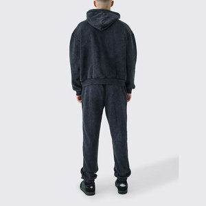 <b>Men's</b> Casual Zipper Tracksuits High Quality Oversized Plus Size Customized Logo Elastic Waist 100% Cotton for Autumn Warming - Product Image 5