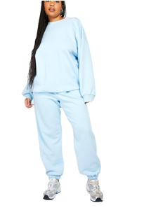 Oversized Women's Long Sweat Suits <b>Sets</b> Custom 2 Piece <b>Set</b> <b>Matching</b> High Waist <b>Joggers</b> Crew-Neck Sweatshirt Sporty Breathable - Product Image 5
