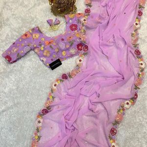 Boutique indienne Grace et sophistication Cette douce Georgette Sari Tradition Fête de mariage et Style contemporain Femmes Fille Porter - Product Image 2