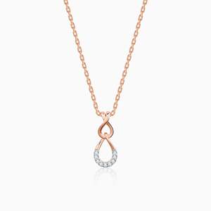 Colgante de diamantes de gotas centelleantes de oro rosa-Colección de collares de diamantes elegantes - Product Image 1