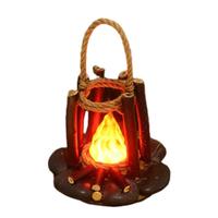 Lampe de nuit artisanale pour bureau, bruit blanc, rechargeable, LED, effet feu de camp en branche d'arbre