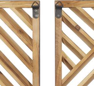 Decoración de pared de madera con diseño geométrico de listones, juego de 3, 12 pulgadas de ancho, 35 pulgadas de alto, marrón, arte de pared de madera hecha a mano en Sheesham. - Product Image 6