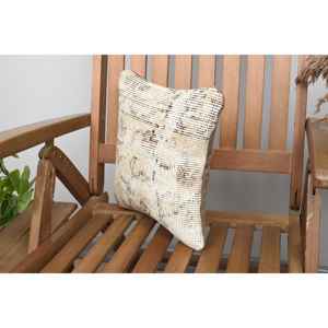 Design rustique 12x12 pouces Beige laine Kantha Patchwork oreiller tissé Vintage brodé imprimé fleuri pour sol de voiture noël - Product Image 3