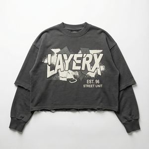 <b>Men</b> Heavyweight Cotton Boxy Fit <b>Crop</b> <b>Top</b> Custom Oversized 3D <b>for</b> Distressed Punk Style Silk Screen Printed Streetwear Tee - Product Image 2