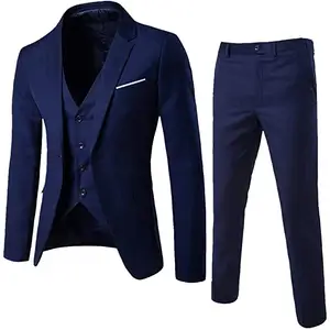 Plain Slim Fit Blue Color Wholesale Wedding Groom Tuxedo Suits Casual Outdoor Meeting High Quality Men Suits pant Coat