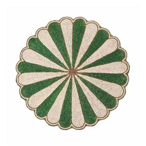 Tapis de table rond en verre perlé au design unique Napperon décoratif fait à la main Chargeur en verre perlé pour table à manger - Product Image 3