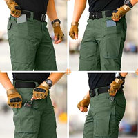 Pantalon de Combat Cargo en Toile de Polyester Léger Unisexe, Coupe-Vent, Fermeture Éclair, Style Plat Devant, Travail en Plein Air, Randonnée, Plus Size Mid