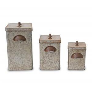 Recipiente de café galvanizado con tapa de café caja de almacenamiento hecha a mano de forma redonda clásico elegante al por mayor nuevo recipiente de Metal - Product Image 5