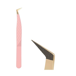 Pince à cils à pointe en fibre, poignée diamant, forme en L, pour volume intense, cils en vison, couleur personnalisée - Product Image 1