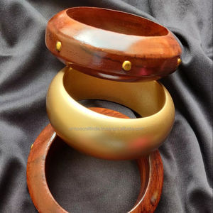 Brazalete Étnico de Madera de Estilo Clásico, Brazaletes de Moda Coloridos Naturales para Niñas - Product Image 1